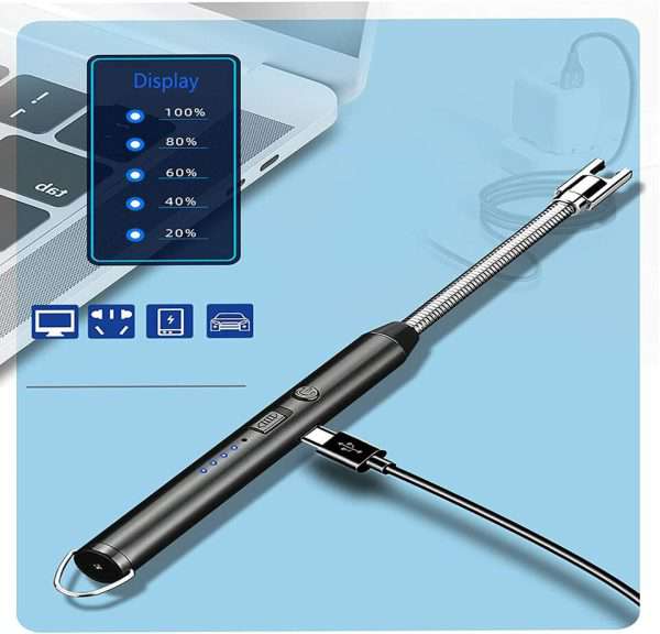 USB Rechargeable Arc Lighter β Flameless, Windproof Design with LED Battery Display & Safety Switch | 360Β° Rotating for Aromatherapy (Random Colors) π¬β¨