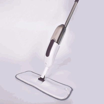 Magic Boom Spray mop for floor cleaning - 360° clean with removable microfiber mop pads & bottle for wet dry surface - Integrated Water Spray for Floor Cleaning, flat stick spray cleaner for home & office., Stainless Steel